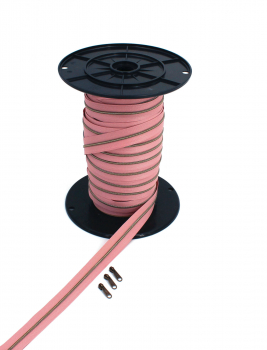 Endlosreißverschluss metallisiert schmal dusty rose/messing-antik (1m)